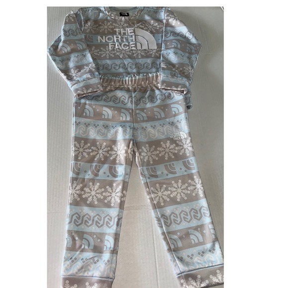 The North Face Toddler 4T Snowflake Print Pajama Set Long Sleeve Shirt Pants - Picture 1 of 8
